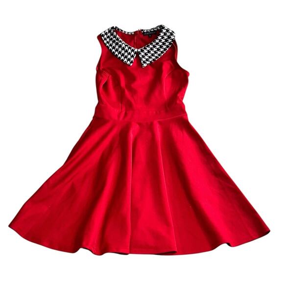 Smak Parlour Womens Dress Size S Red Retro Mod Fit & Flare Sleeveless Collared - Picture 6 of 8